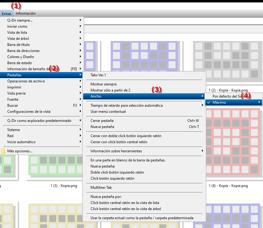 Cuál es la configuración de ancho máximo de pestaña en el Explorador de archivos